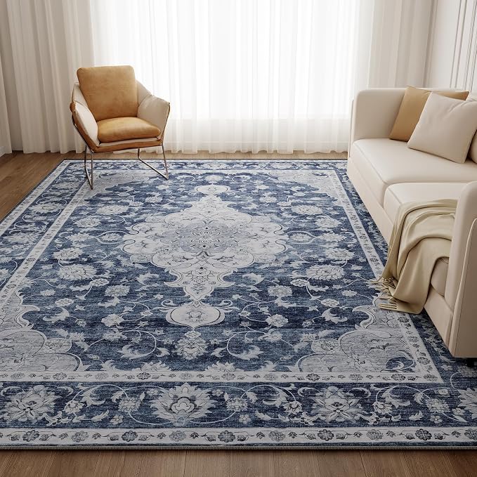 DUKINO 9x12 Area Rugs, Non Slip Distressed Living Room Rugs, Soft Large - Image 2