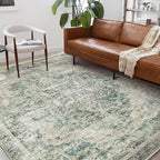 Washable Area Rug 8'x10' Retro Boho Design Non-Shedding Non-Slip Easy Care Ideal - Image 2