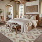 Ivory Brown 6x9 Area Rug Washable Living Room Moroccan Shag Carpet Non Slip - Image 3