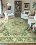 Area Rugs 10'x14' Washable Non-Slip, Floral Vintage Distress Print Pattern by RELEANY