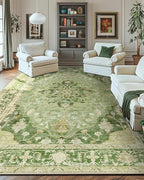 Area Rugs 10'x14' Washable Non-Slip, Floral Vintage Distress Print Pattern by RELEANY