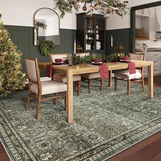 Lahome Green 8x10 Rugs for Living Room, Boho Washable Area Rugs for Bedroom - Image 3
