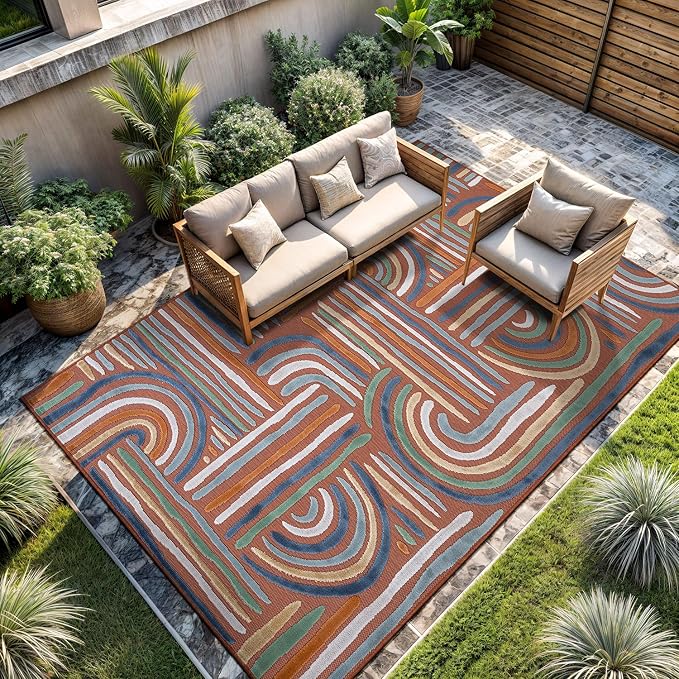 CAMILSON Indoor Outdoor Rug, Easy-Cleaning Non-Shedding Living Room, Garden and - Image 8