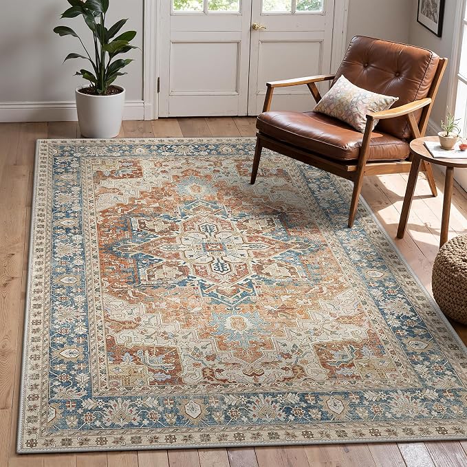 GENIMO 5X7 Area Rugs for Living Room, Machine Washable Vintage Floor Cover - Image 5