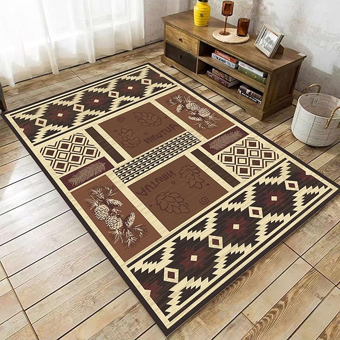 UNREASTO Western Area Rugs 3x5ft Vintage Country Southwestern Native Botanical by Unknown