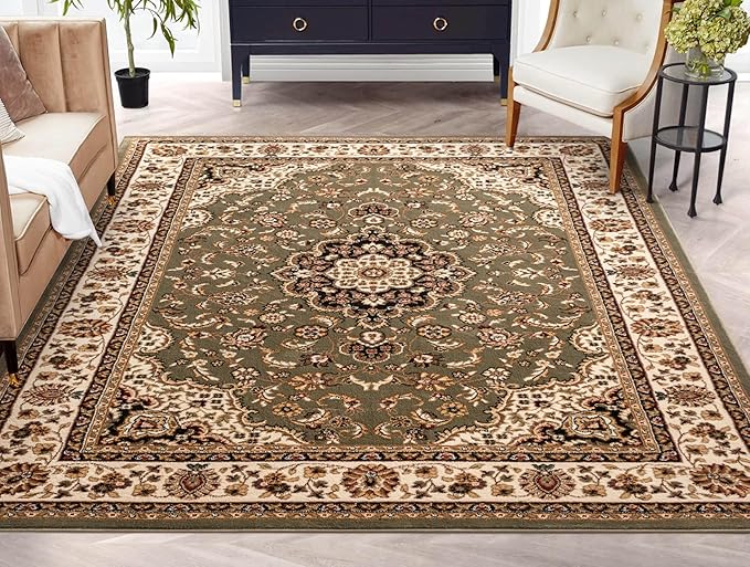Well Woven Barclay Collection Medallion Kashan Green 9x12 Area Rug by WellWovenRugs