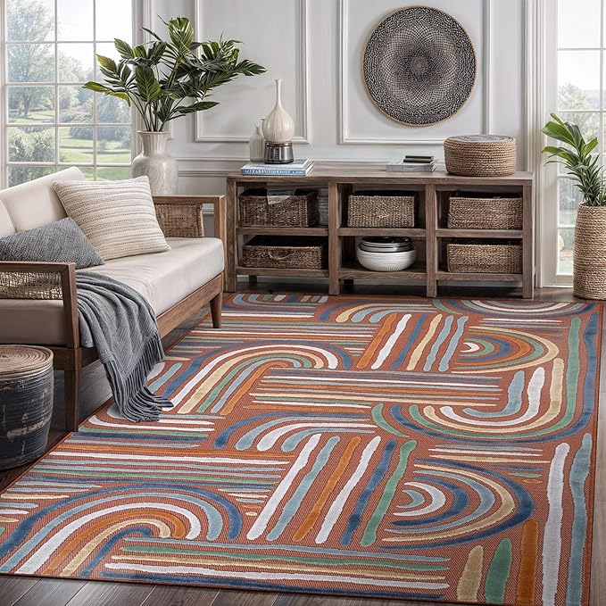 CAMILSON Indoor Outdoor Rug, Easy-Cleaning Non-Shedding Living Room, Garden and - Image 4