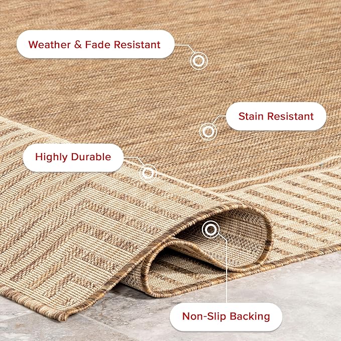 Nuloom Asha Light Brown/Ivory, Striped Border, Soft and Cozy, High Traffic - Image 7