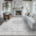 Gray Area Rug 9x12 Washable Living Room Carpet Vintage Non Slip Soft Bedroom by PureCozy