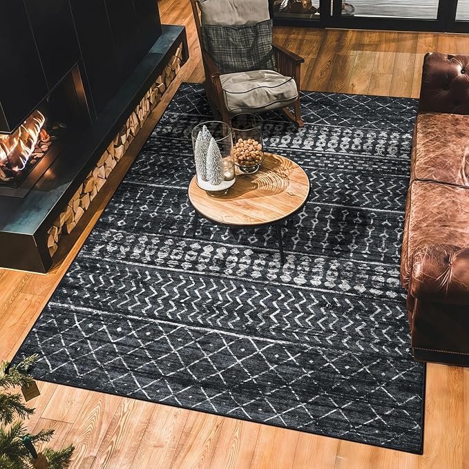 5x7 Machine Washable Area Rug for Living Room, Kids and Pets Friendly for by GERUIMO