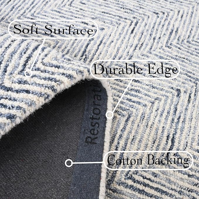 Modern Herringbone Chevron Collection Handcrafted Wool Area Rug - Image 4