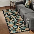 Washable Floral Runner Rug 2x6 Black Hallway Carpet Scalloped Flower Non Slip - Image 5