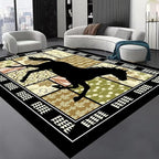 Western Horse Print Rugs 8x10ft, Boho Floral Area Rug, Botanical Print Low Pile by Unknown