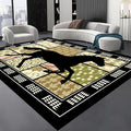 Western Horse Print Rugs 7x9ft, Boho Floral Area Rug, Botanical Print Low Pile by Unknown