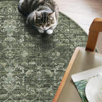 4ft Round Washable Area Rugs for Living Room, Vintage Boho Large Rug for - Image 3