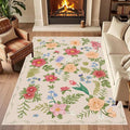 Rustic Flower Area Rug, Classic Colorful Bohemian Floral Pattern by LHOMKCV