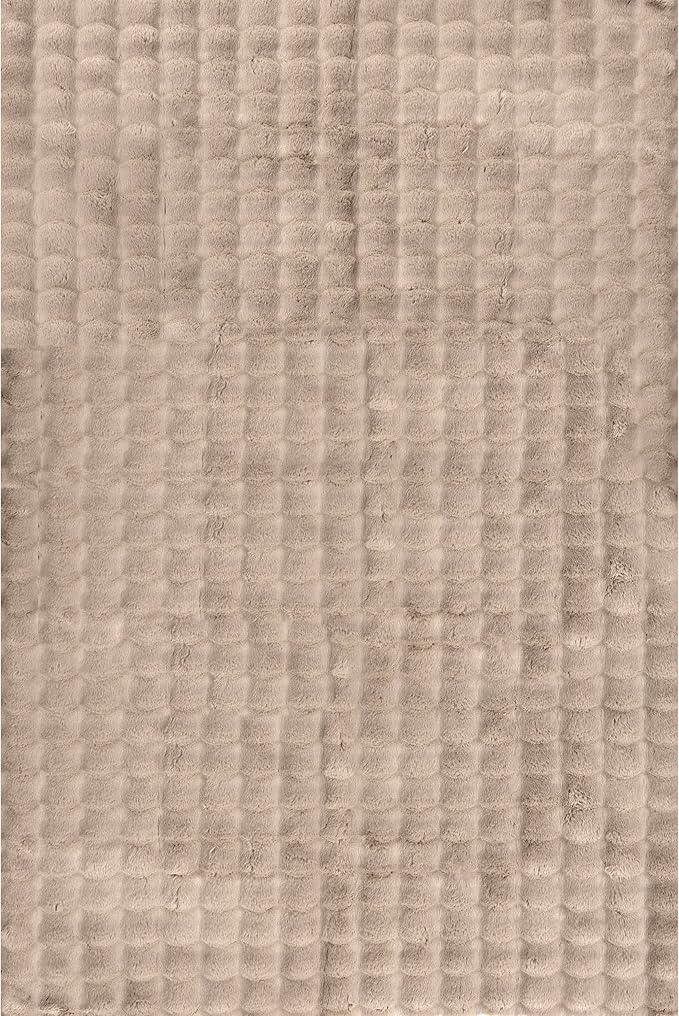 Nuloom Jeni Taupe, Solid Faux Rabbit, Fluffy and Cozy, High Traffic, Stain - Image 5