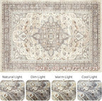 6x9 Area Rugs Living Room: Washable Boho Large Neutral Vintage Soft Rug Stain - Image 9