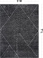Rugshop Geometric Diamond Stripe Shag Area Rug Anthracite Dark Gray 5' x 7' - Image 2