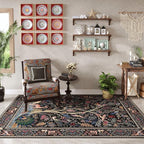 Rugcomf 3x5 Rug Vibrant Tree of Life-Patterned Vintage Non Slip Low Pile Small - Image 4