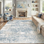 Blue 8x10 Area Rug Washable Modern Abstract Living Room Carpet Non Slip Neutral by PureCozy
