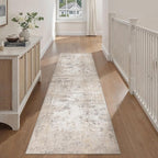 2x7 Washable Runner Rug Beige Grey Abstract Hallway Kitchen Throw Rug Neutral - Image 4