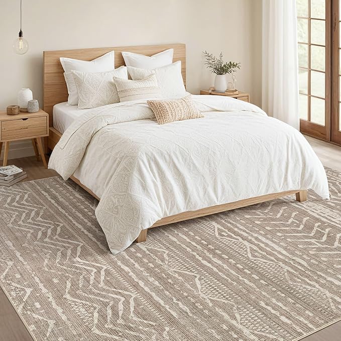 Nakagishi 8x10 Area Rugs Living Room: Washable Boho Large Neutral Soft - Image 5