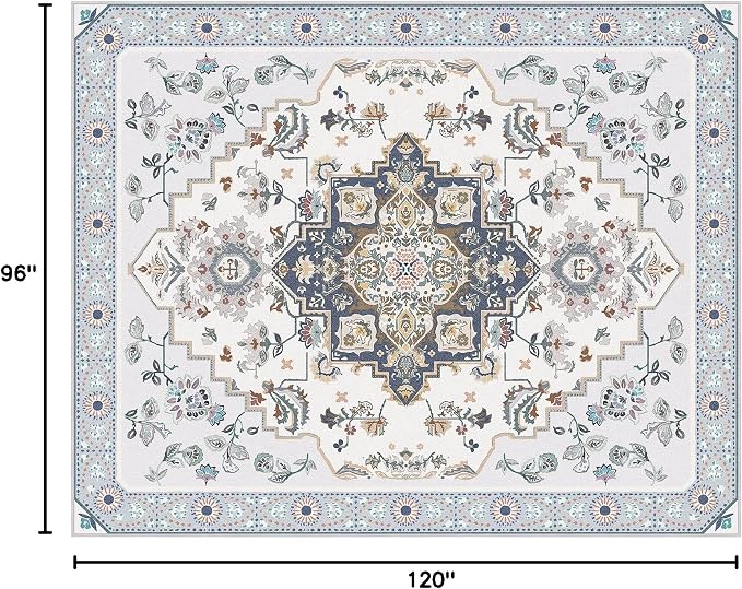 Phantoscope Washable Area Rug 8'x10' Non-Slip, Vintage Boho Rugs - Image 2