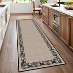Vintage Tribal Hallway Rugs, Southwest Brown Rustic Native Ethnic Greek Key - Image 2