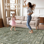 10x12 Area Rug Living Room: Washable Boho Large Neutral Vintage Soft Rugs Stain - Image 3