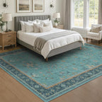 5x7 Teal Rug for Living Room, Boho Turquoise Rugs for Bedroom, Modern Eclectic - Image 6