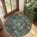 4ft Round Area Rugs for Living Room, Washable Floral Circle Rug Non Slip Low by HOME