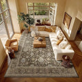 Washable 8x10 Area Rugs for Living Room, Boho Non-Slip Vintage Distress Large by Hedwior