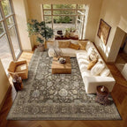 Washable 8x10 Area Rugs for Living Room, Boho Non-Slip Vintage Distress Large by Hedwior