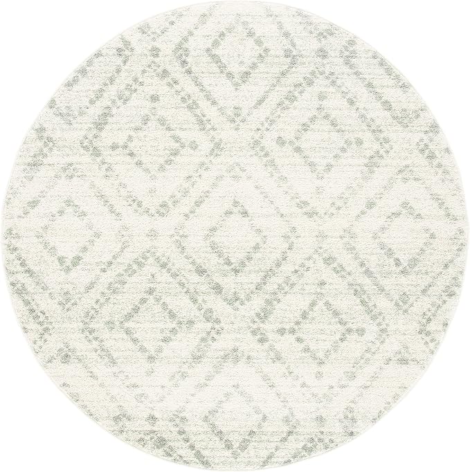 SAFAVIEH Adirondack Collection 6' Round Ivory/Green ADR131X Modern Diamond - Image 3
