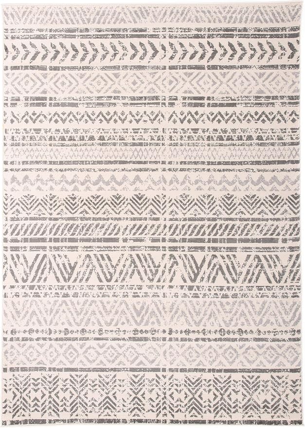 Rugshop Geometric Boho Area Rug – Gray Tribal Pattern - Image 2