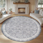 jinchan Round Rug 7ft Washable Circle Soft Rug by JINCHAN
