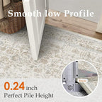 Taupe Area Rug 6x9 Machine Washable Vintage Living Room Distressed Non Slip - Image 3