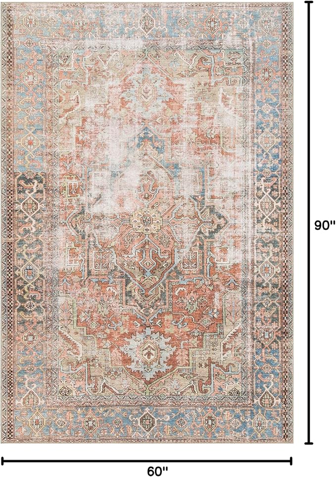 Loloi Loren Collection LQ-15 Terracotta/Sky 5'-0" x 7'-6" Area Rug - Image 2