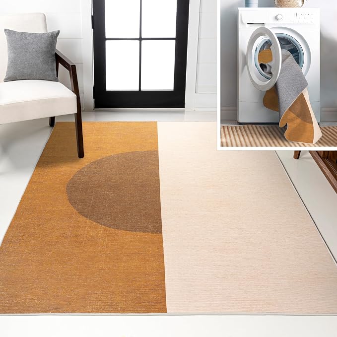 JONATHAN Y Machine Washable Indoor Area Rug 5X8 Brown/Cream/Terracotta by JONATHANY
