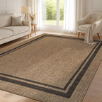 Beverly Rug Easy Jute Bordered Rug 10x14 Washable Large Indoor Outdoor Area Rugs - Image 7
