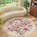 DUKINO Floral Round Rug, 6ft Washable Circle Rug, Non Slip Indoor Low Pile - Image 7