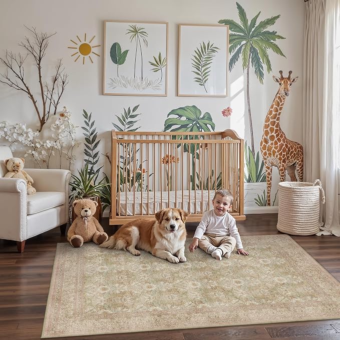 Bavni 4x6 Vintage Floral Rug, Washable Non Slip Area Rug - Image 4