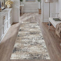 2x6 Abstract Runner Rug Brown Washable Modern Hallway Carpet Non Slip Ultra by PureCozy