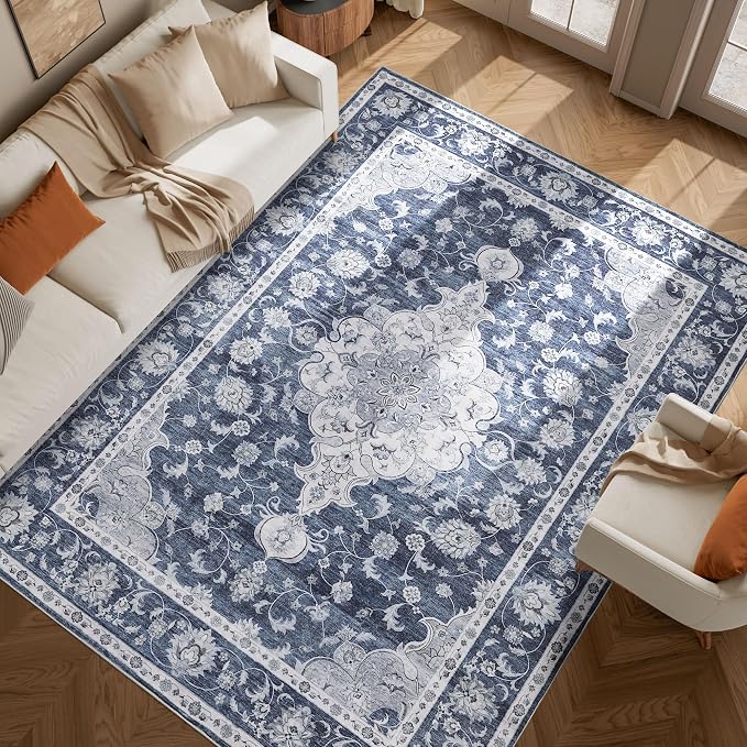 DUKINO 9x12 Area Rugs, Non Slip Distressed Living Room Rugs, Soft Large by DUKINO