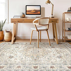 7x9 Area Rug Living Room: Washable Boho Large Neutral Vintage Soft Rugs Stain - Image 7