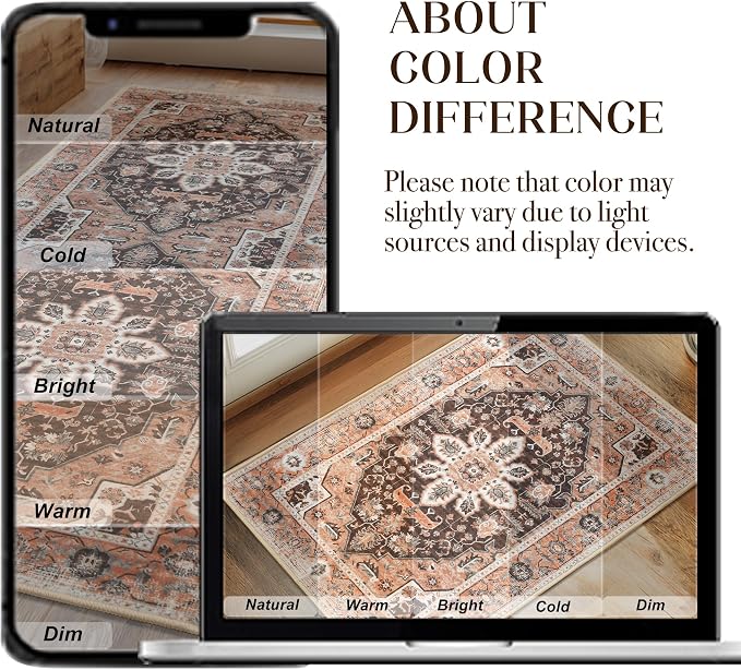 XWZO Entryway Area Rug 2x3ft — Soft Vintage Low Pile Non-Slip Backing Door Mat - Image 7