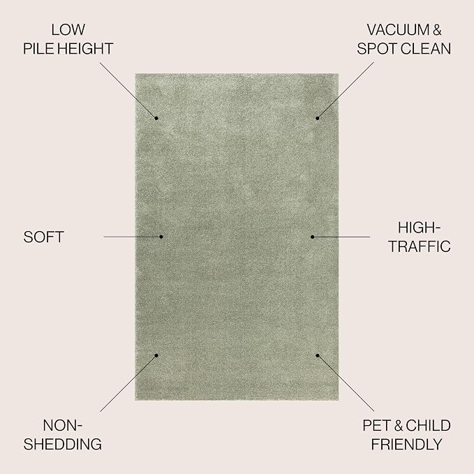 JONATHAN Y Haze Solid Low-Pile Green Indoor Area Rug 4x6, Minimalist, - Image 2