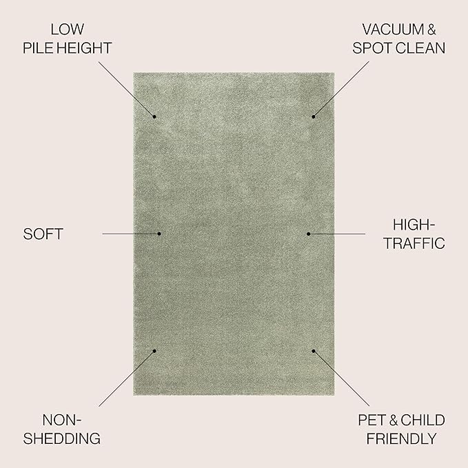 JONATHAN Y Haze Solid Low-Pile Green Indoor Area Rug 6x9, Minimalist, - Image 2