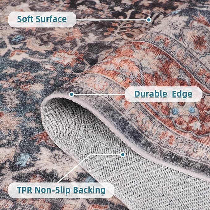Dripex Washable Runner Rug 2x6 Non-Skid Kitchen Runner Vintage Kitchen Rug - Image 3
